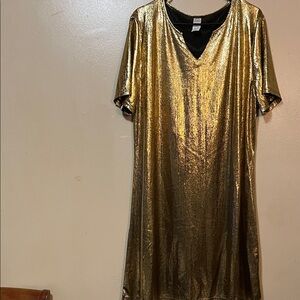 Chico's Metallic Gold Midi Dress